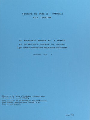 cover image of Un mouvement typique de la France de l'entre-deux-guerres